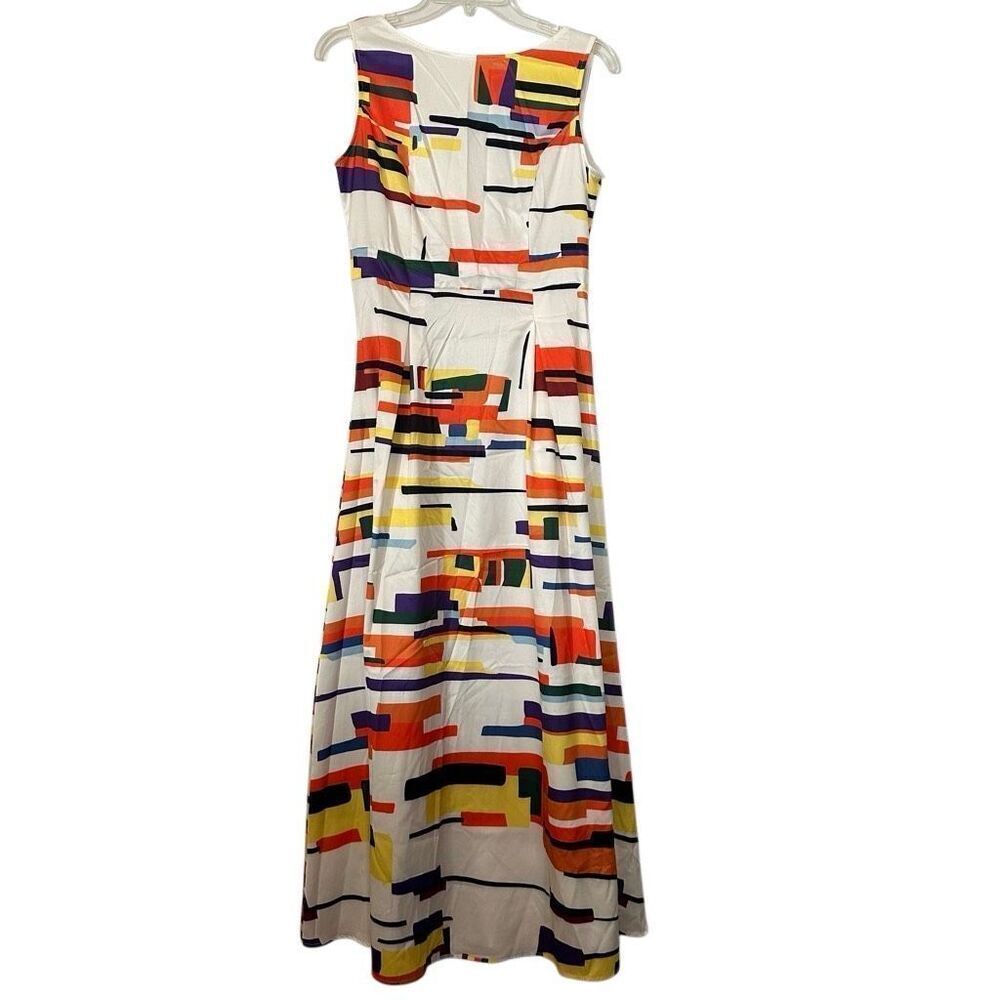 NWT Made With Love Geo Abstract Boat Neck Sleeveless Dress Multicolor Small